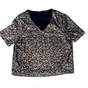 Black and Gold Sequin Women's Blouse